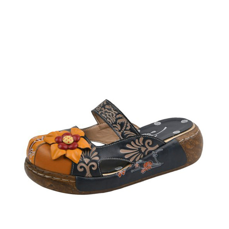 European And American Summer Thick Bottom Flat Bottom Color Matching Candy Color Ladies Toe Sandals LadyShow.Store