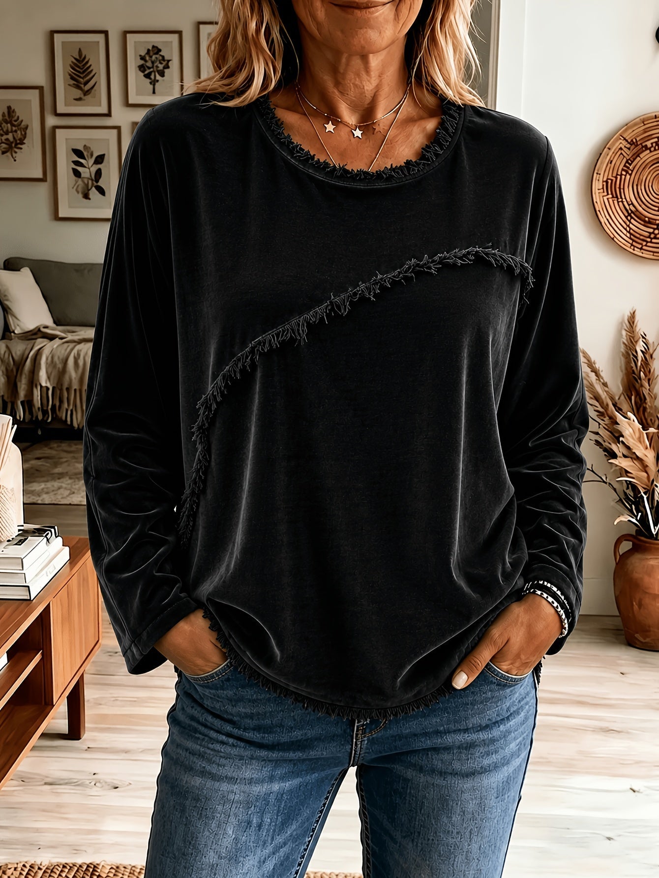 Retro Round-neck Long-sleeve Shirt NorixaFashion.com