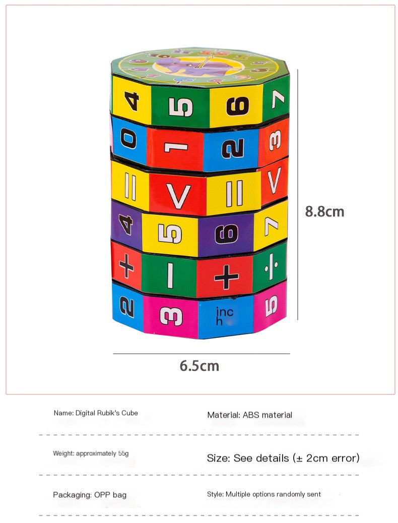 Cylindrical Six-Sided Math Cube for Kids Learning Toy Pi-Mart