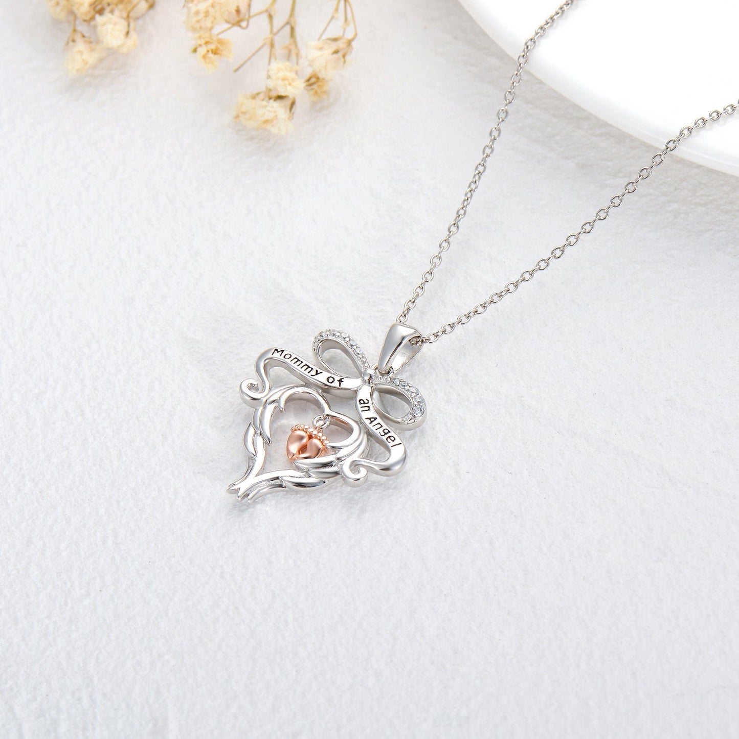 925 Sterling Silver Memorial Grieving Mommy of an Angel Jewelry for Women LadyShow.Store