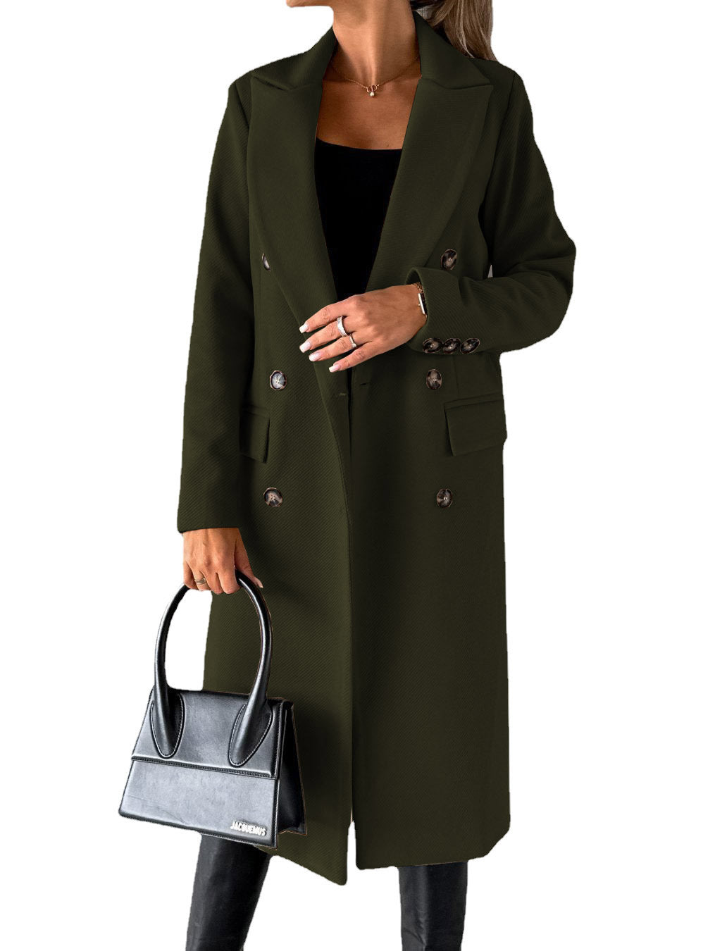 Color Long Sleeve Double Breasted Pocket LadyShow.Store
