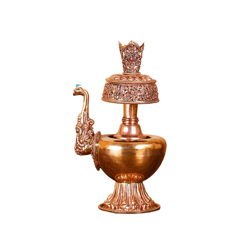 Nepalese Red Bronze Carved Benba Pot Net Kettle PearlNestDecor.com