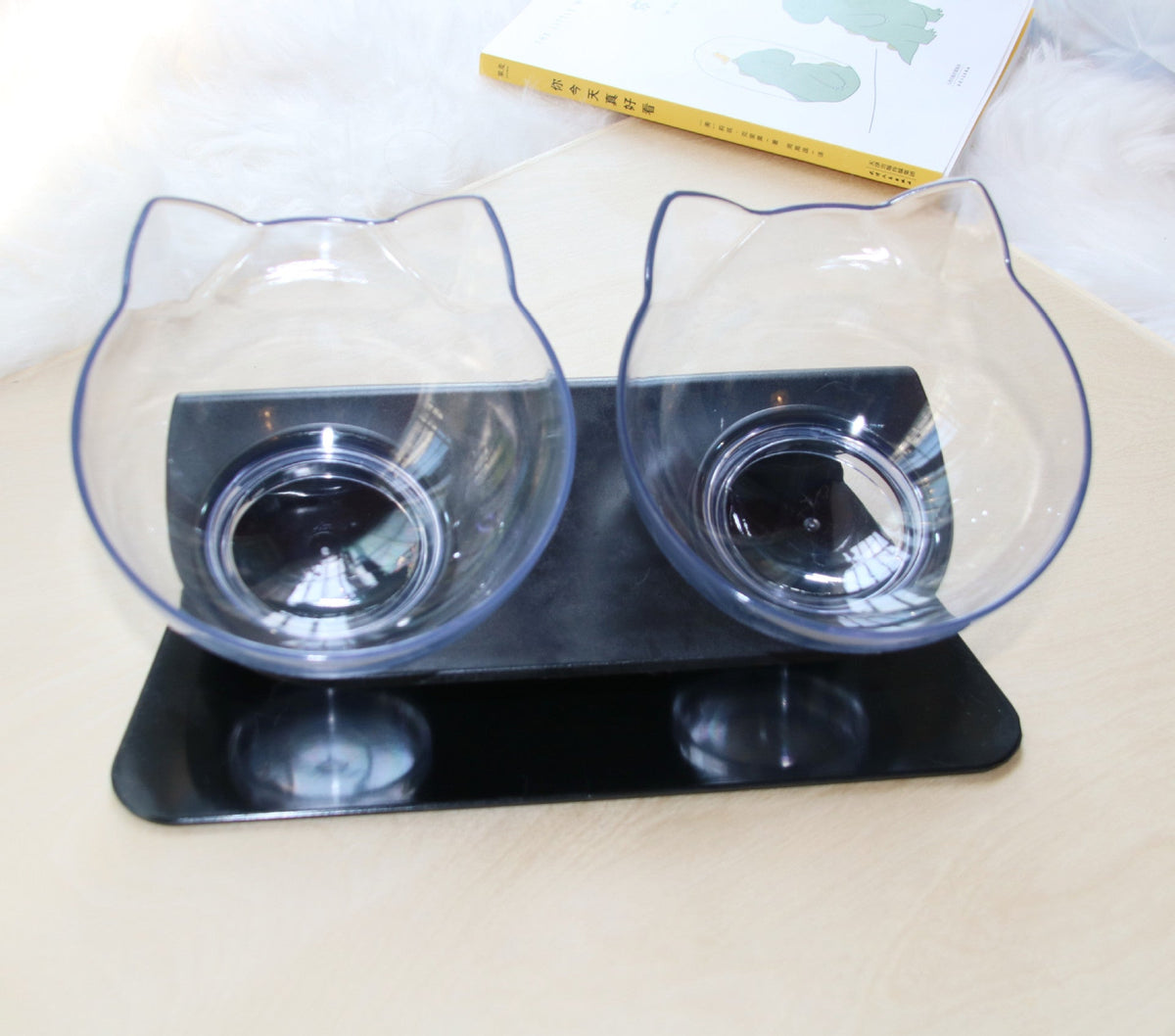Cat Double Bowl Cat Food Bowl Protects Cervical Vertebra Pets Fashion