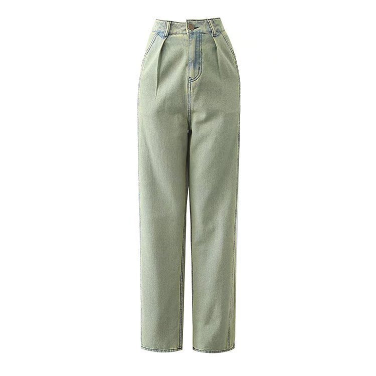 Trendy Green Straight Jeans NorixaFashion.com