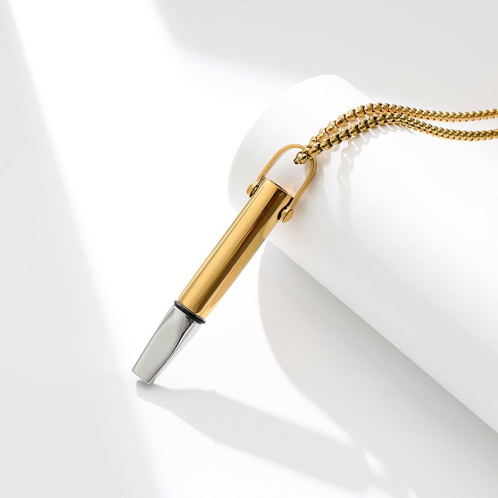 Breathing Resistance Whistle Necklace Round Tube Built-in Cotton Core LadyShow.Store