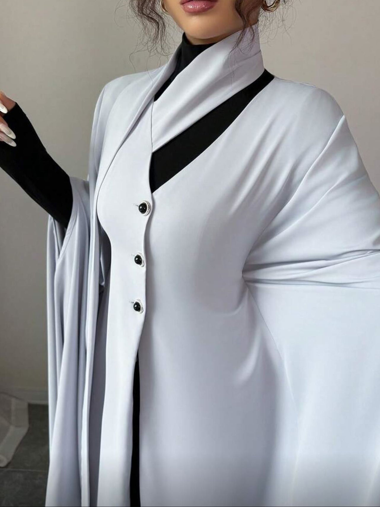 Light Grey Longline Cloak Dress NorixaFashion.com