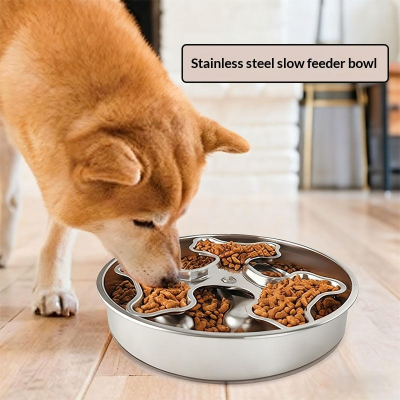 Stainless Steel Rotating Pet Bowl To Prevent Choking Pets Fashion