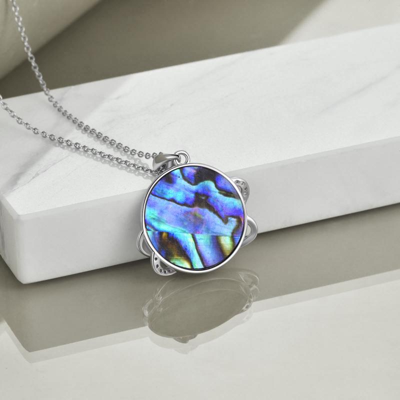 Sterling Silver Universe Planet Sun Moutain Pendant Necklace Abalone Shell Cubic Zirconia Jewelry LadyShow.Store