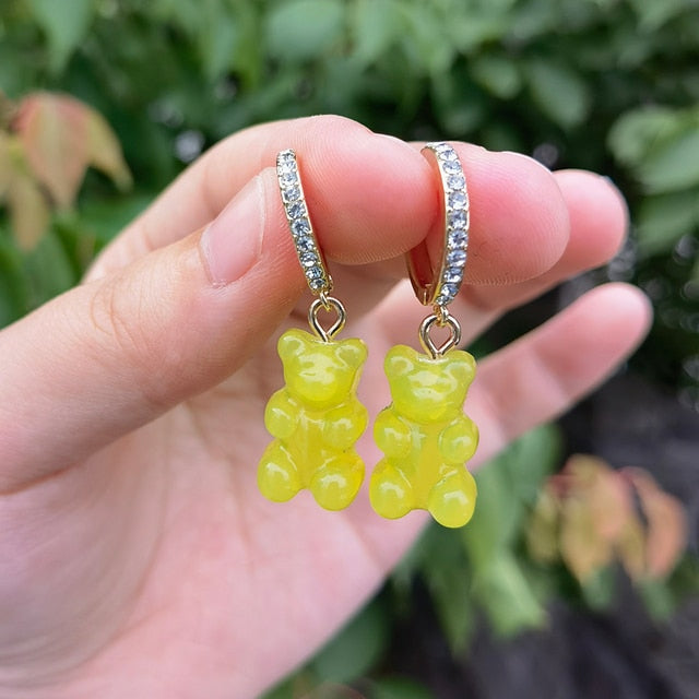Cute Acrylic Gummy Bear Dangle Earrings Pi-Mart