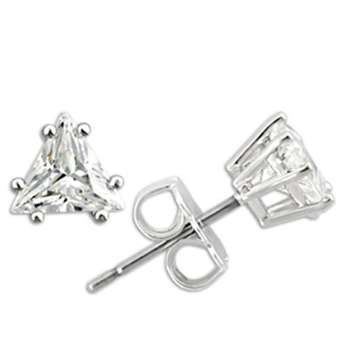 0W156 - Rhodium 925 Sterling Silver Earrings with AAA Grade CZ  in Clear LuxuryLifeWay Online Store