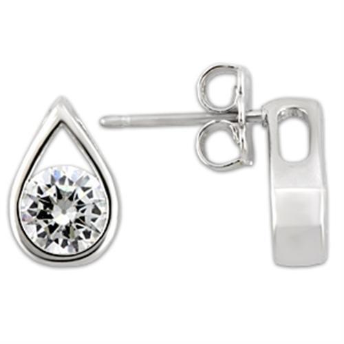 TK0W180 - Stainless  Earrings with AAA Grade CZ  in Clear-6mm LuxuryLifeWay Online Store