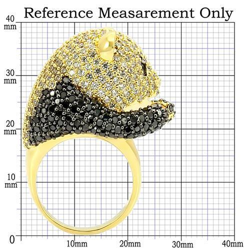 0W182 - Gold+Ruthenium Brass Ring with AAA Grade CZ  in Jet LuxuryLifeWay Online Store
