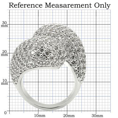 0W216 - Rhodium Brass Ring with AAA Grade CZ  in Clear LuxuryLifeWay Online Store