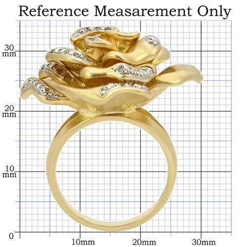 0W250 - Matte Gold & Rhodium Brass Ring with AAA Grade CZ  in Clear LuxuryLifeWay Online Store