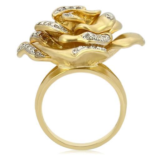0W250 - Matte Gold & Rhodium Brass Ring with AAA Grade CZ  in Clear LuxuryLifeWay Online Store