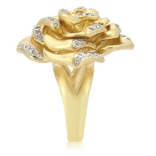 0W250 - Matte Gold & Rhodium Brass Ring with AAA Grade CZ  in Clear LuxuryLifeWay Online Store