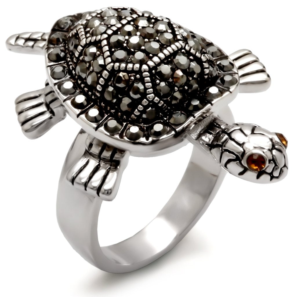 0W285 - Rhodium Brass Ring with Top Grade Crystal  in Multi Color LuxuryLifeWay Online Store