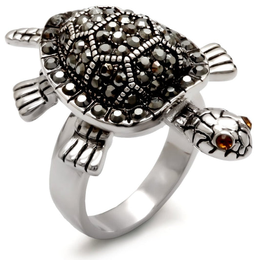 0W285 - Rhodium Brass Ring with Top Grade Crystal  in Multi Color LuxuryLifeWay Online Store