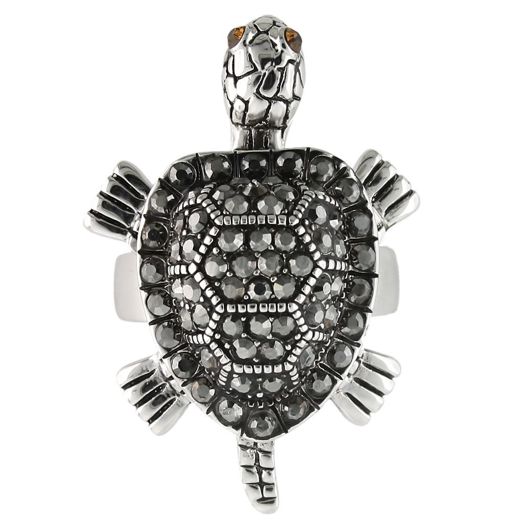 0W285 - Rhodium Brass Ring with Top Grade Crystal  in Multi Color LuxuryLifeWay Online Store