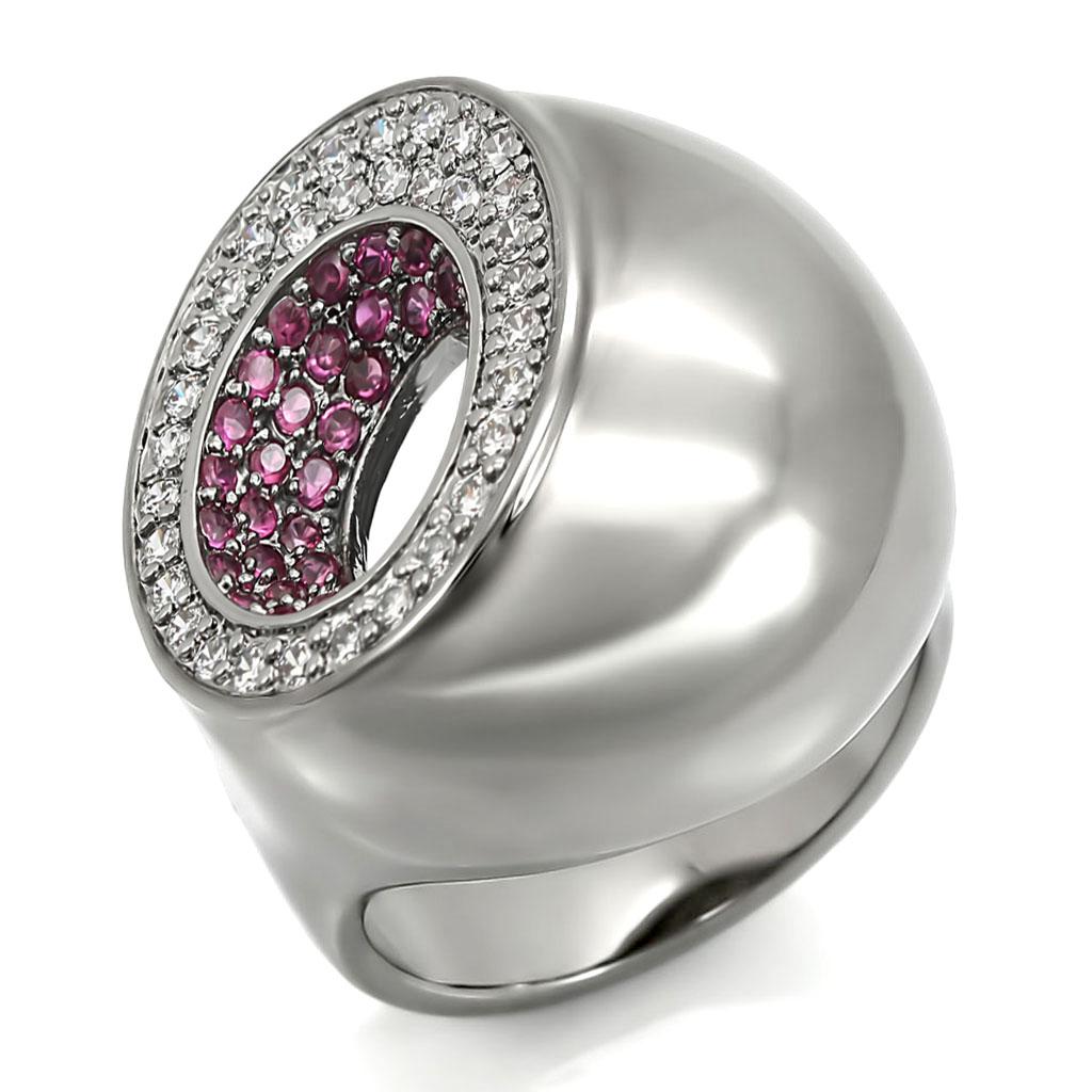 0W304 - Ruthenium Brass Ring with Synthetic Garnet in Ruby LuxuryLifeWay Online Store