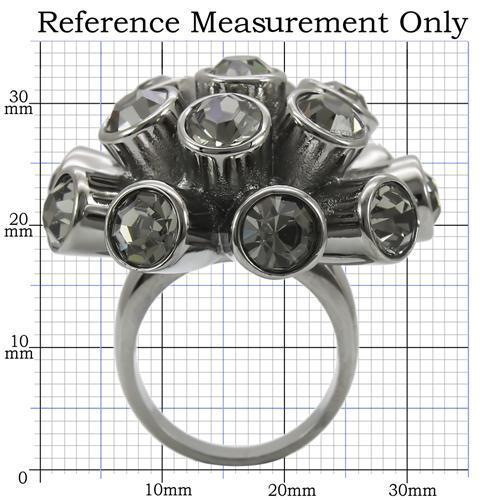 0W306 - Ruthenium Brass Ring with Top Grade Crystal  in Jet LuxuryLifeWay Online Store