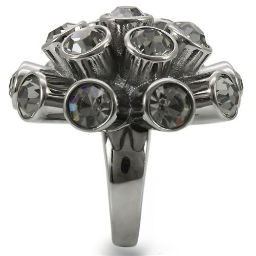 0W306 - Ruthenium Brass Ring with Top Grade Crystal  in Jet LuxuryLifeWay Online Store