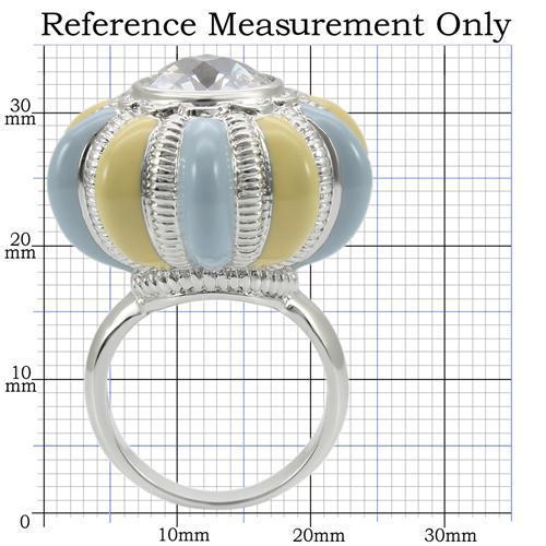 0W308 - Rhodium Brass Ring with AAA Grade CZ  in Clear LuxuryLifeWay Online Store