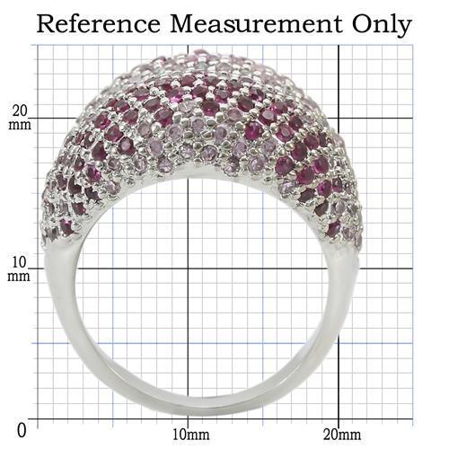 0W322 - Rhodium Brass Ring with AAA Grade CZ  in Multi Color LuxuryLifeWay Online Store