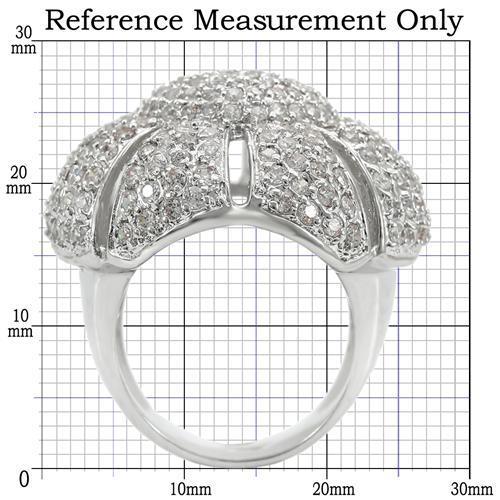 0W349 - Rhodium Brass Ring with AAA Grade CZ  in Clear LuxuryLifeWay Online Store