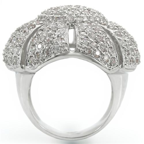 0W349 - Rhodium Brass Ring with AAA Grade CZ  in Clear LuxuryLifeWay Online Store