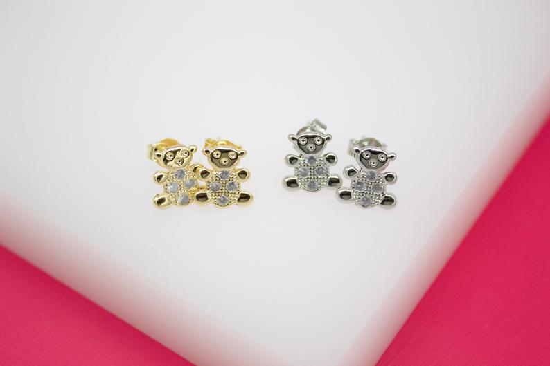 18K Gold Filled Teddy Bear Stud Earrings (L103) LuxuryLifeWay Online Store