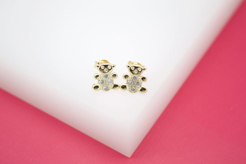 18K Gold Filled Teddy Bear Stud Earrings (L103) LuxuryLifeWay Online Store