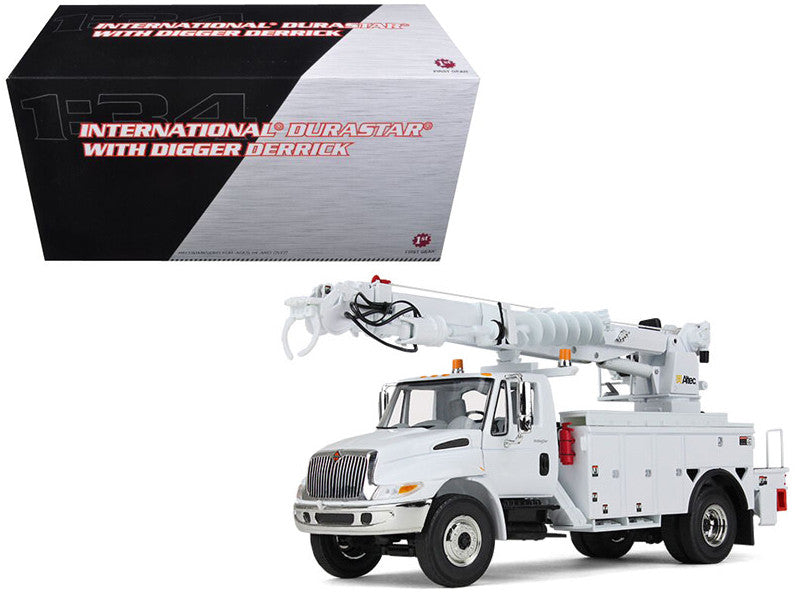 International DuraStar Truck with Digger Derrick Body "Altec" White 1/34 Diecast Model by First Gear LuxuryLifeWay Online Store