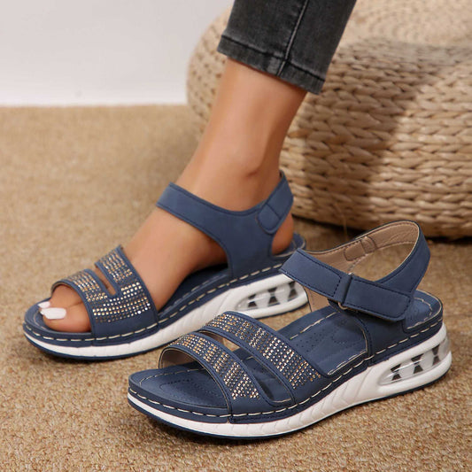 Summer Rhinestone Wedges Sandals Casual Sports Air Cushion Bottom Beach Shoes For Women Roman Sandals Best YouTube Store