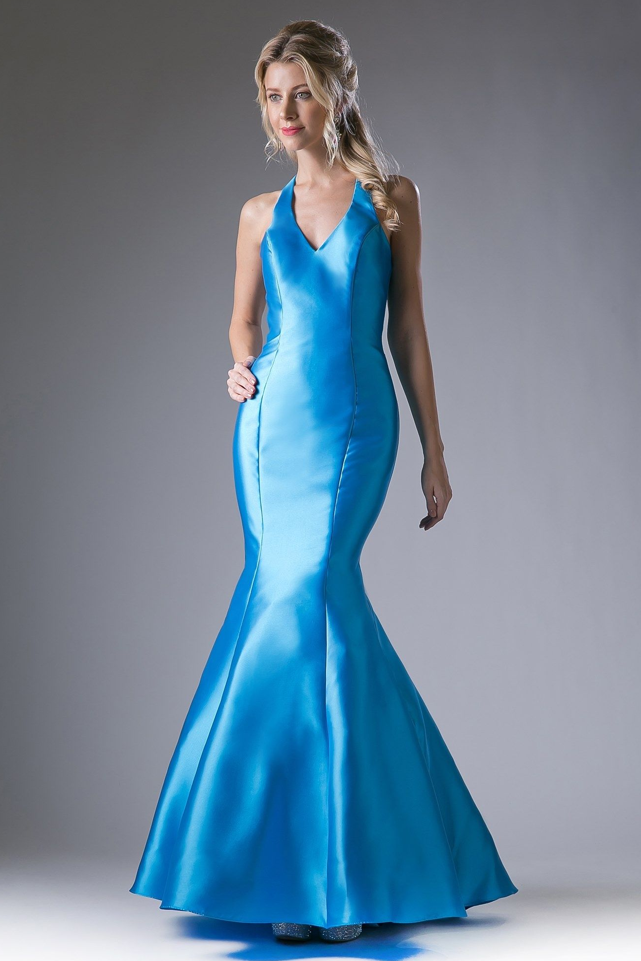 Fitted Mikado Mermaid Gown With Scoop Neckline and Razorback LuxuryLifeWay Online Store