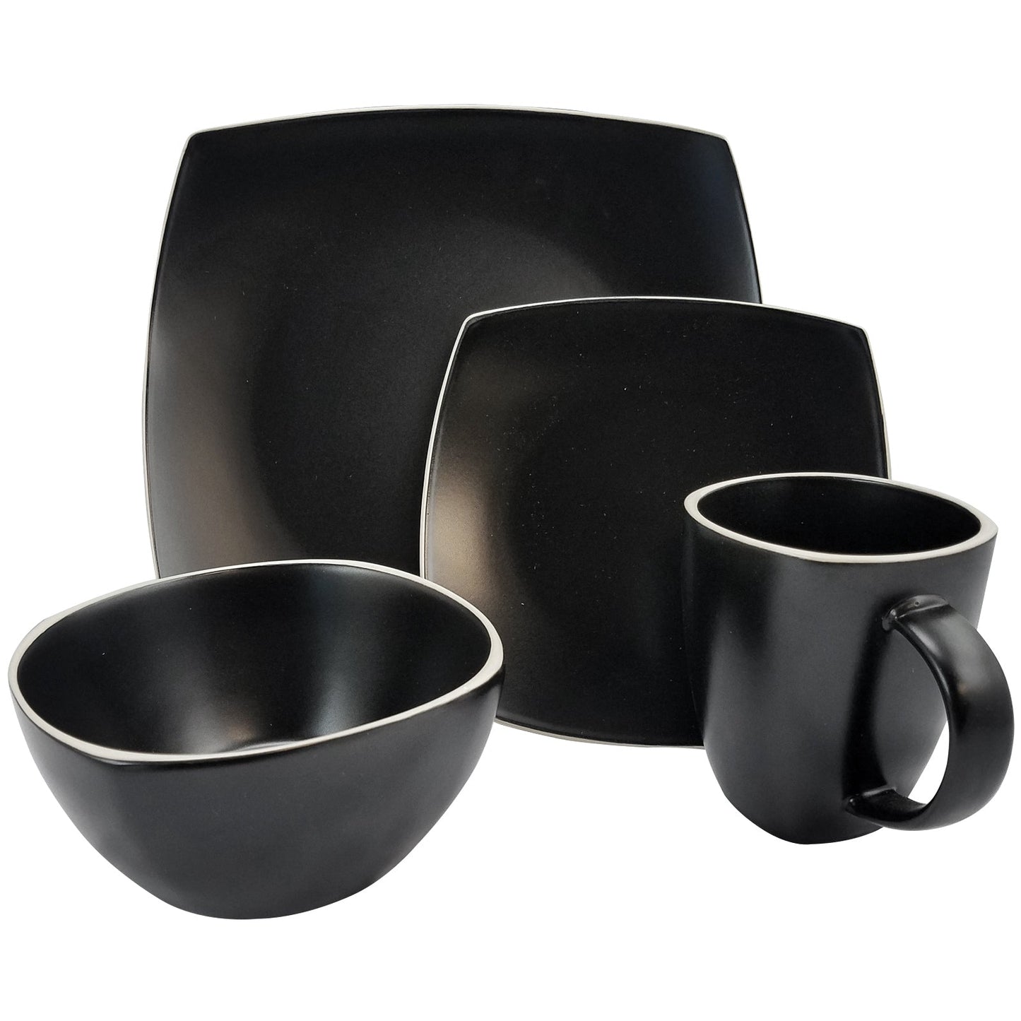 Gibson Soho Lounge Matte 16-Piece Dinnerware Set, Black LuxuryLifeWay Online Store