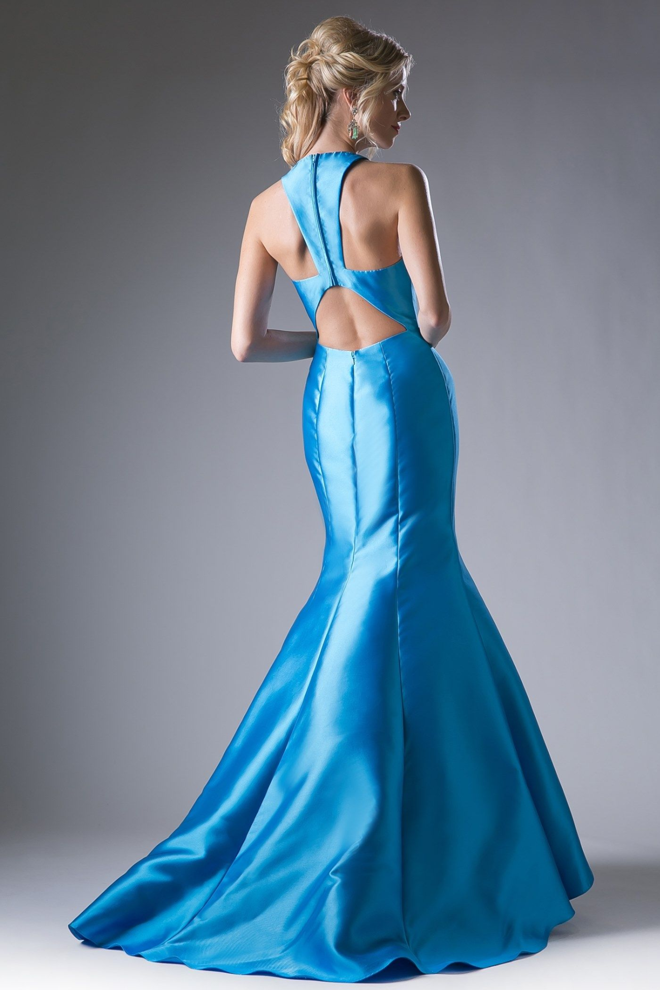 Fitted Mikado Mermaid Gown With Scoop Neckline and Razorback LuxuryLifeWay Online Store