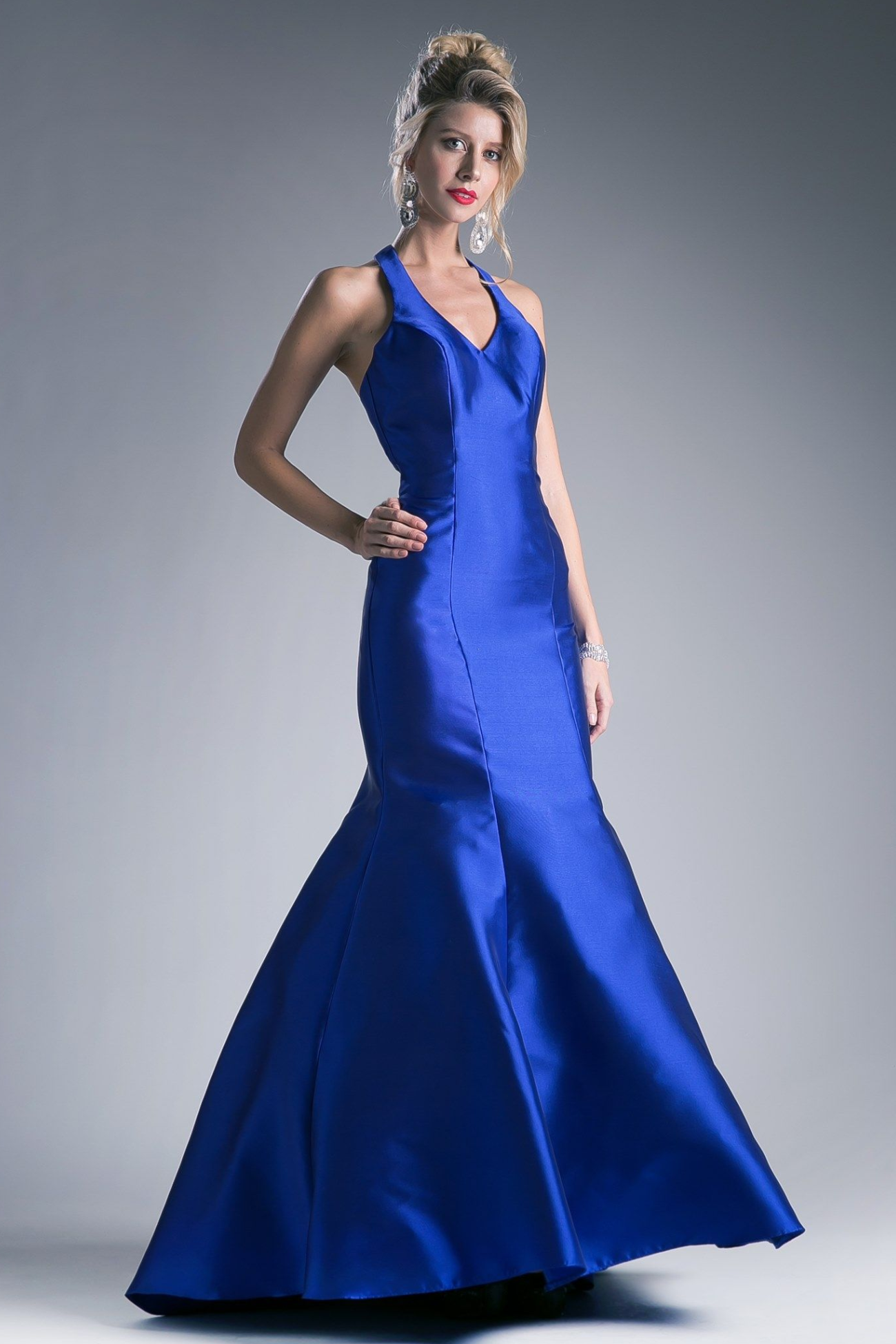 Fitted Mikado Mermaid Gown With Scoop Neckline and Razorback LuxuryLifeWay Online Store