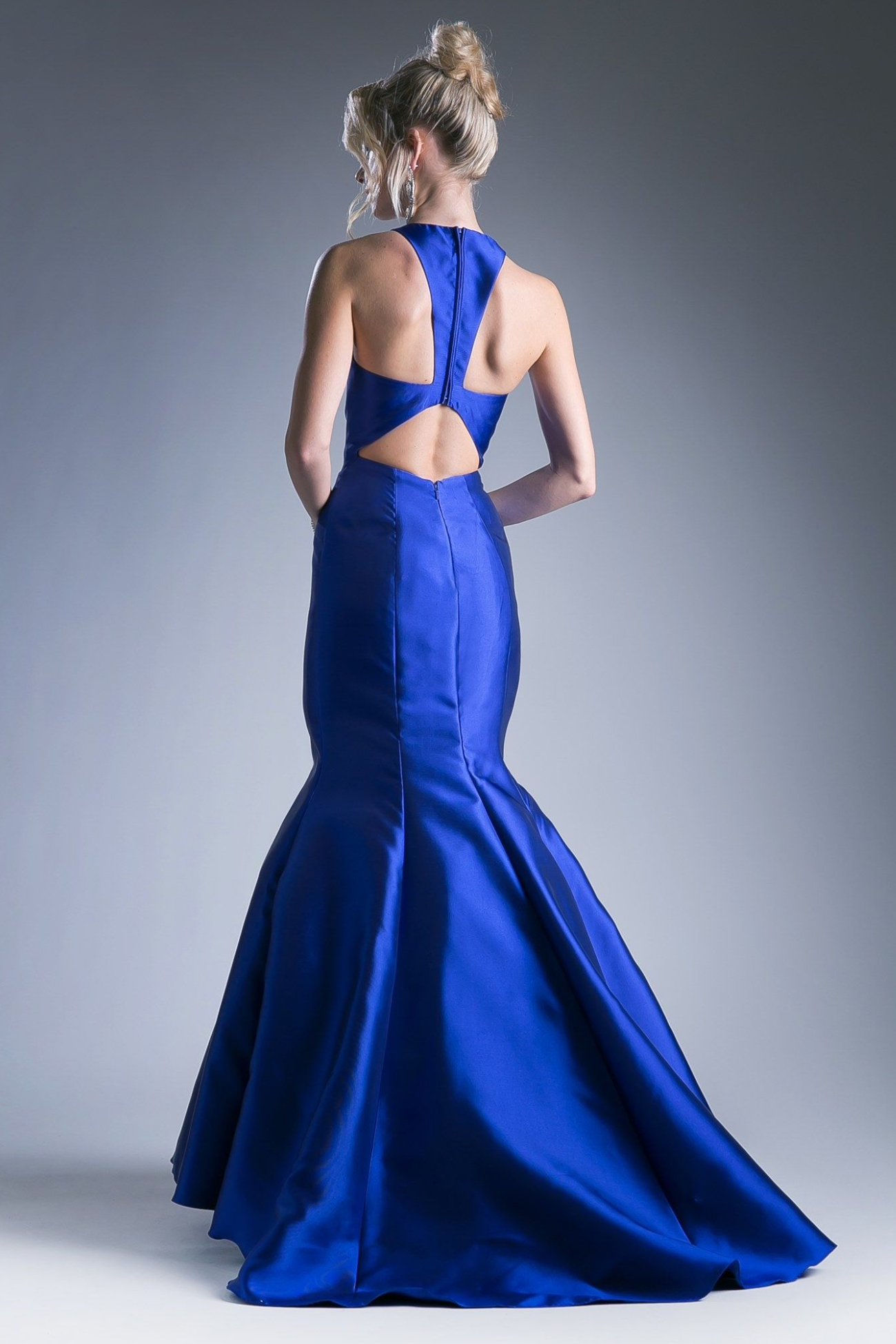 Fitted Mikado Mermaid Gown With Scoop Neckline and Razorback LuxuryLifeWay Online Store