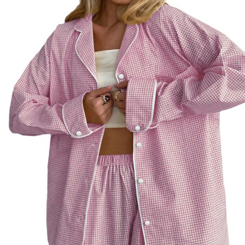 New Plaid Pajama Two-Piece Thin Set NorixaFashion.com
