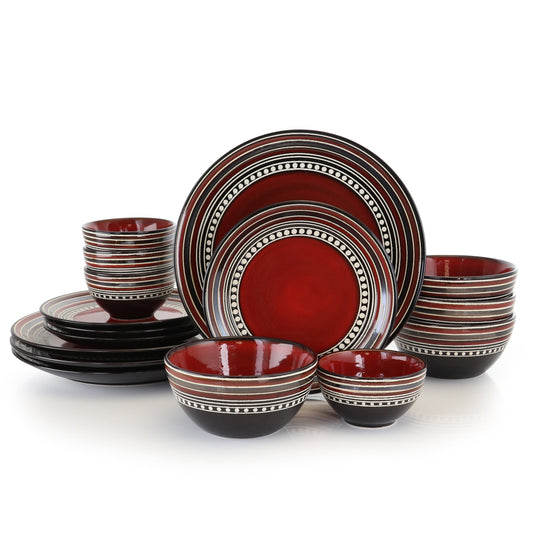 Gibson Elite Caf Versailles 16 Piece Double Bowl Dinnerware Set - Red LuxuryLifeWay Online Store