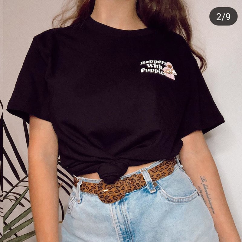 Vintage Black Back Printed Short-Sleeved T-Shirt Pi-Mart