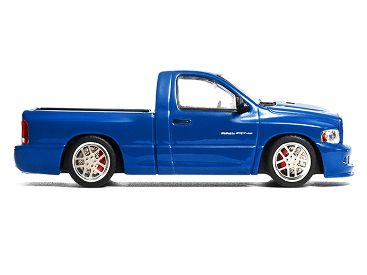 2003 Dodge Ram SRT-10 Pickup Truck Electric Blue Metallic with White Stripes 1/64 Diecast Model Car by Shoom64 Models LuxuryLifeWay Online Store
