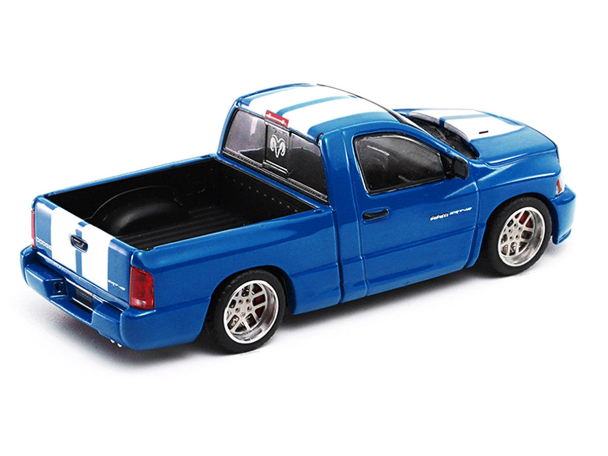 2003 Dodge Ram SRT-10 Pickup Truck Electric Blue Metallic with White Stripes 1/64 Diecast Model Car by Shoom64 Models LuxuryLifeWay Online Store