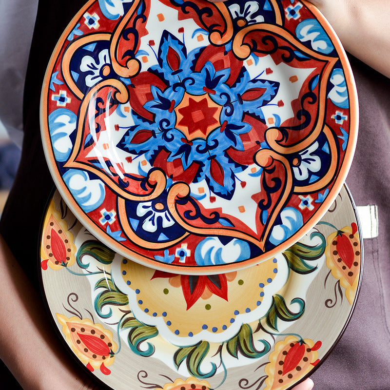 Underglaze Ceramic Tableware Bohemian Household Dishes LadyShow.Store