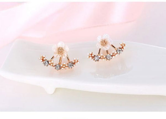 Flower Crystals Stud Earring