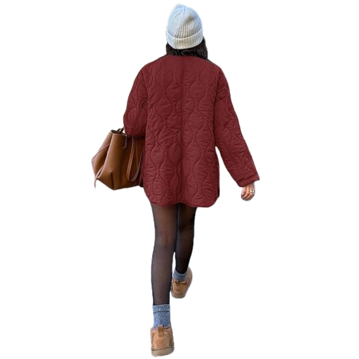 European And American Style Chic String Decoration Simple Solid Color Round Neck Loose Cotton Coat LadyShow.Store