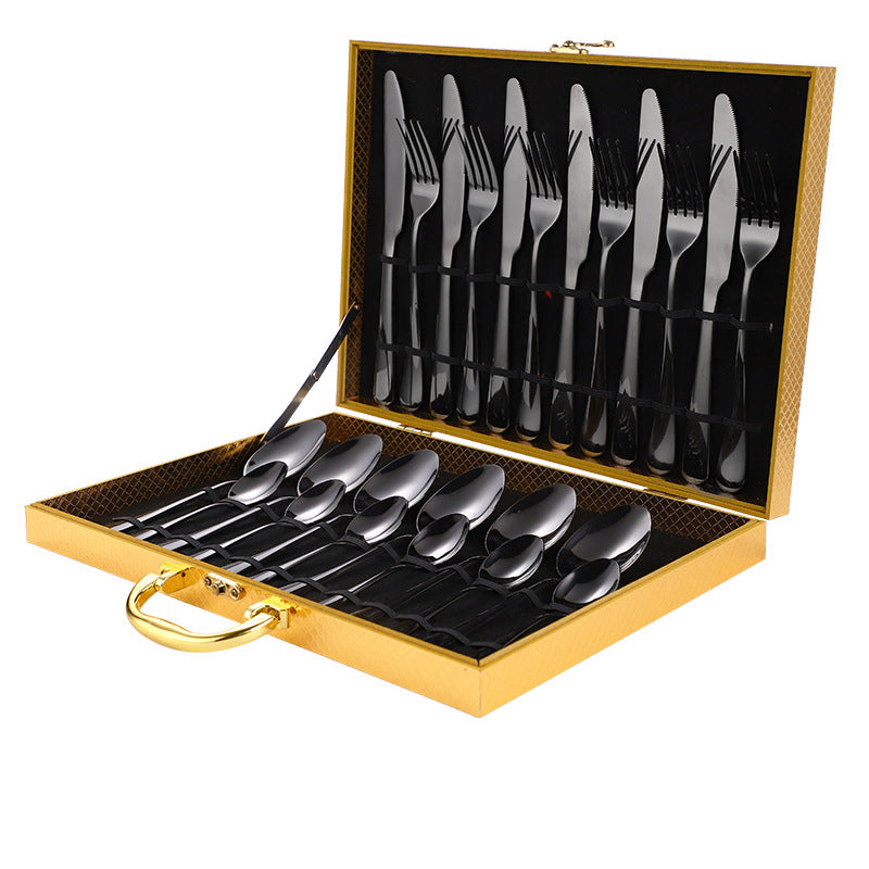 24-Piece Stainless Steel Tableware Set - One-Piece Molded Knife Fork Spoon Collection