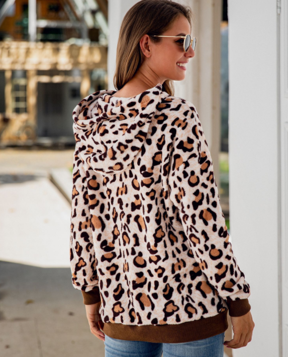 Leopard Print Pocket Hoodie