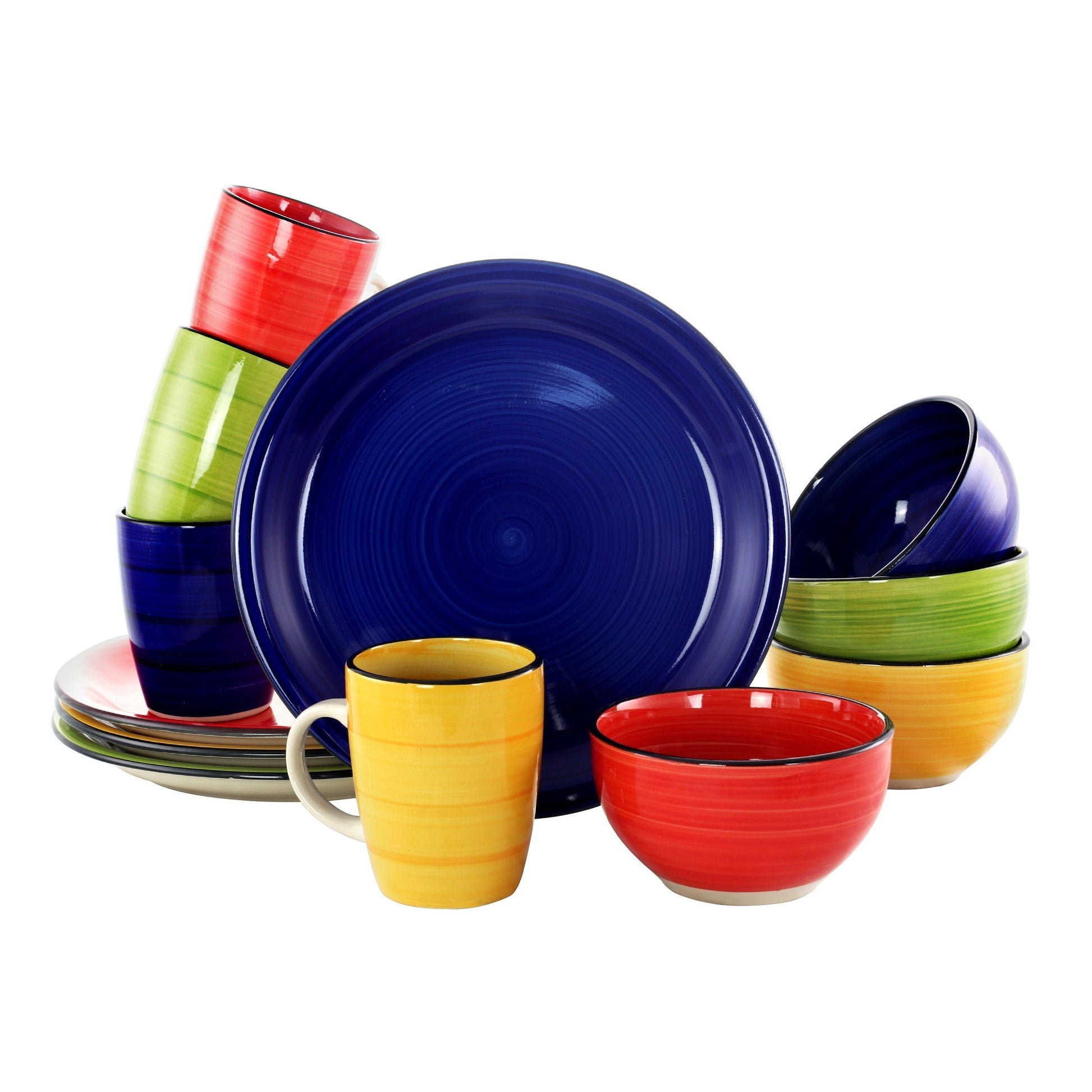 Gibson Home Color Vibes 12 Piece Handpainted Stoneware Dinnerware Set LuxuryLifeWay Online Store